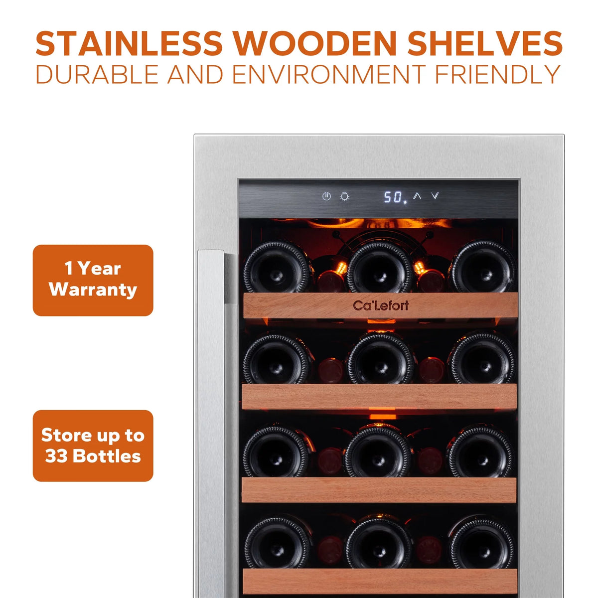 24 inch 54 Bottle Stainless Steel Wine Cooler B605