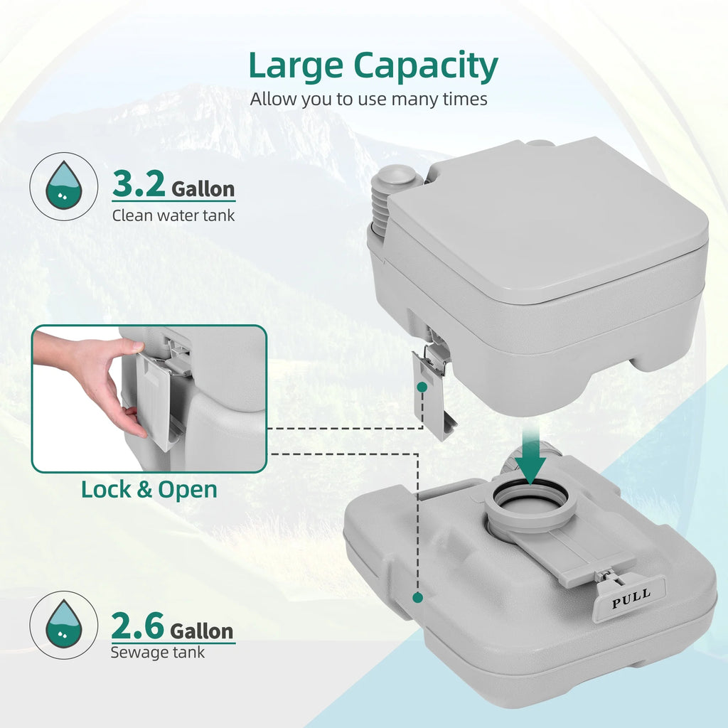 3.2 Gallon Portable Toilet with Press Flush Pump T719723