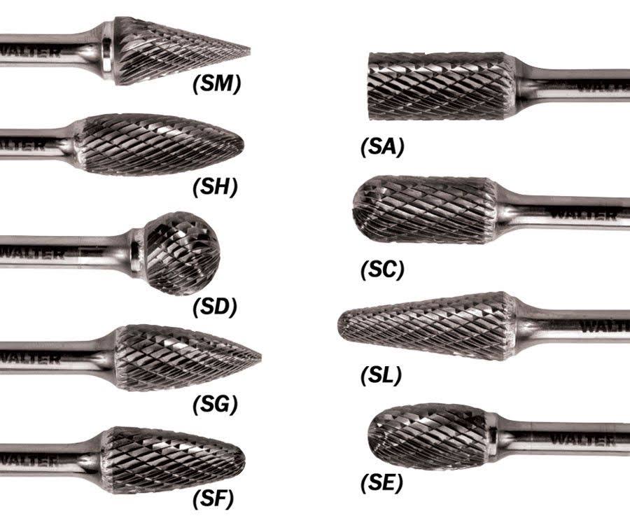 Tungsten Carbide Cylindrical Burs, 1/4x22 Shank Diameter, 3/8x22 Diameter x 3/4x22 Length, SA-3 USCTI Type L49230
