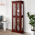6-Tier Lighted Curio Display Cabinet with Adjustable Shelves and Tempered Glass Doors O17359