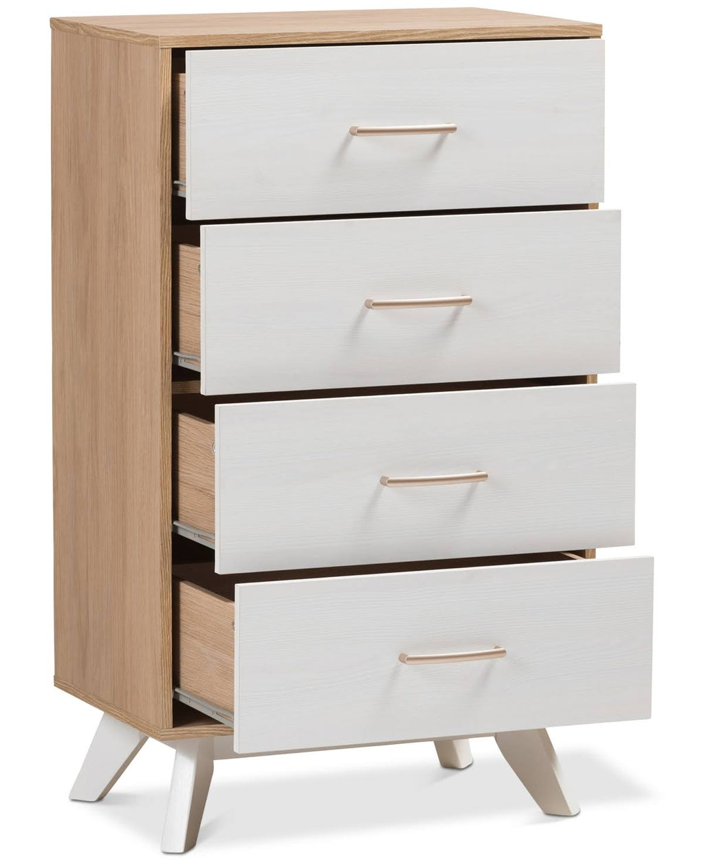 Natural Oak and Whitewashed Wood 4-Drawer Chest D23313