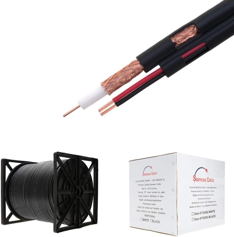 500FT Black RG59/U CCTV Video Cable V319