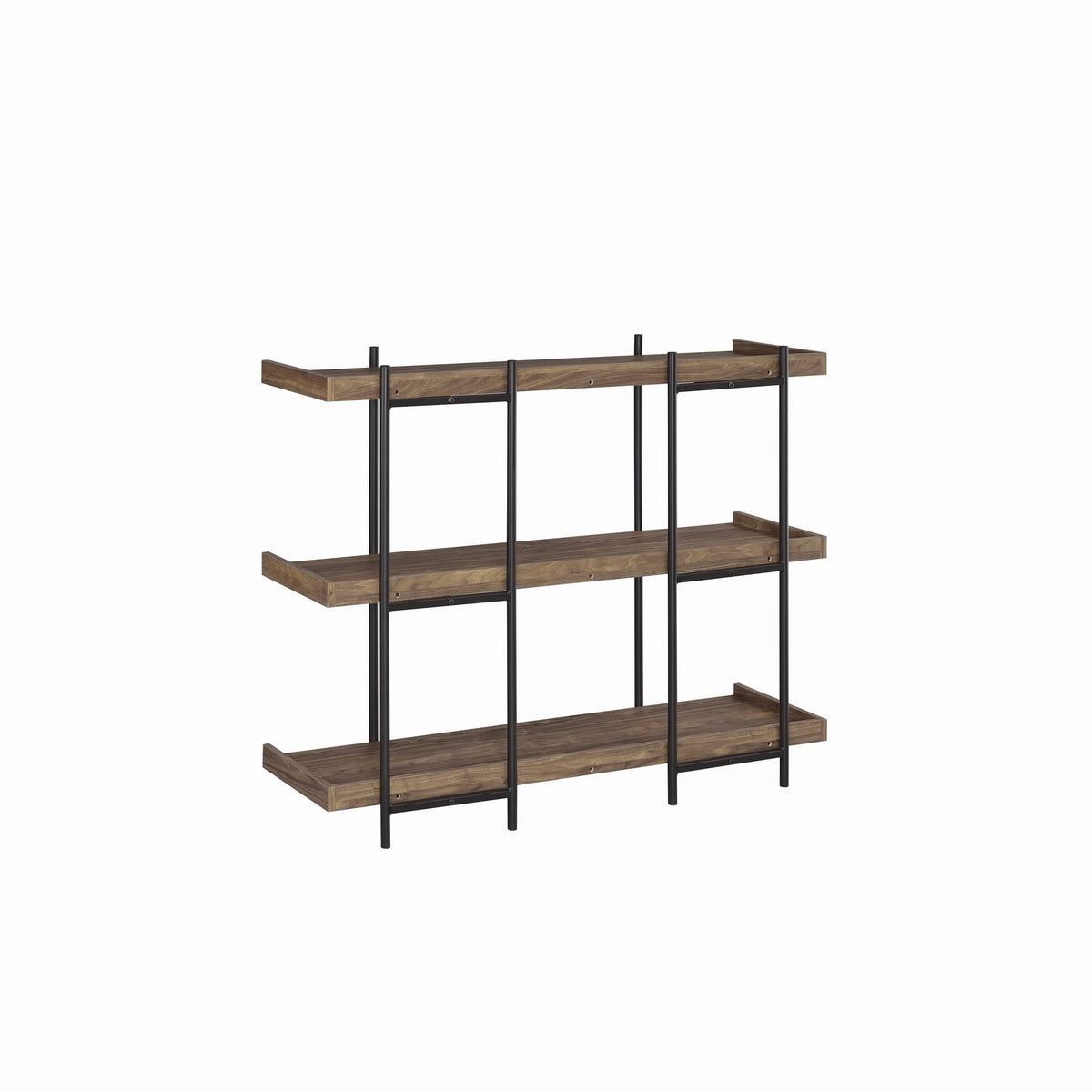 3 Tier Metal Framed Bookcase with Wooden Storage Shelves, Brown and Black H686582