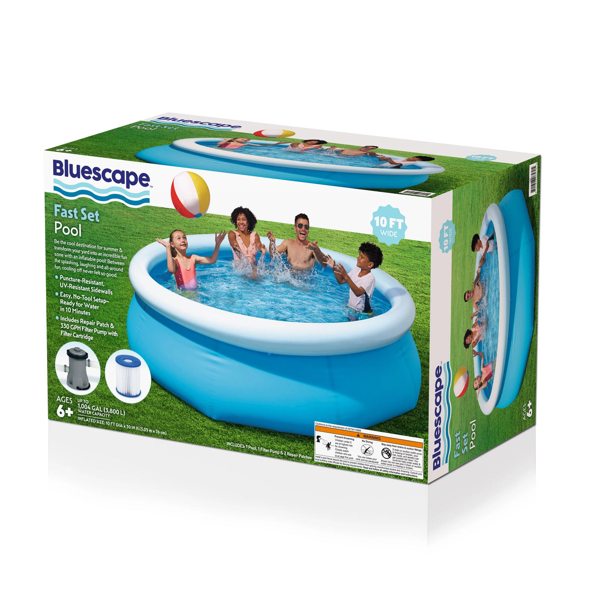 10' x 30" Round Inflatable Above Ground Pool Set P356