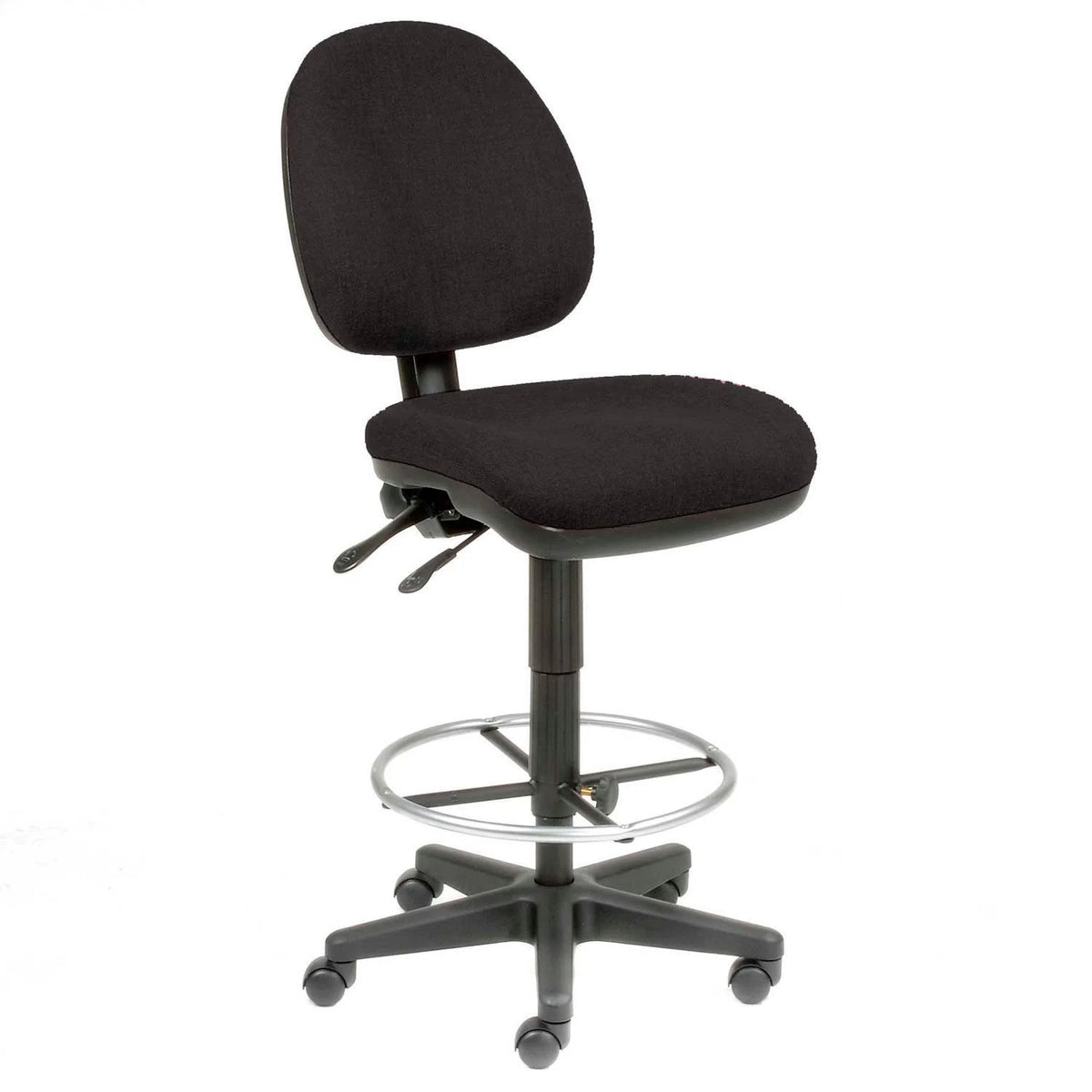Black Task Stool with 360° Footrest G406