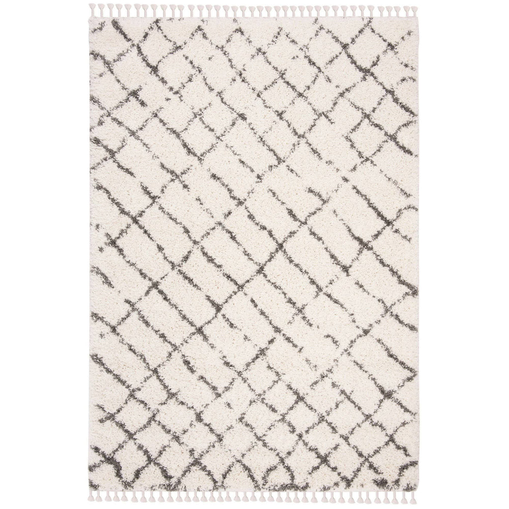 Moroccan Fringe Shag Ivory / Grey Rug W169830