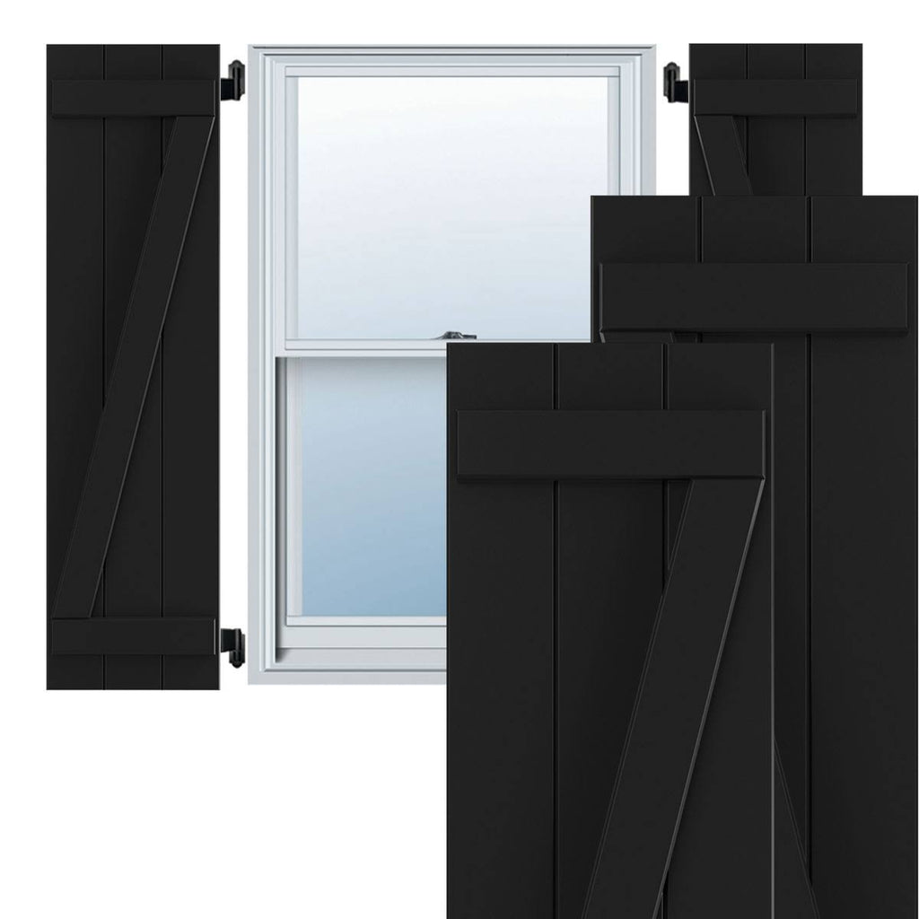 Black PVC Board-n-Batten Shutters with Z-Bar L332