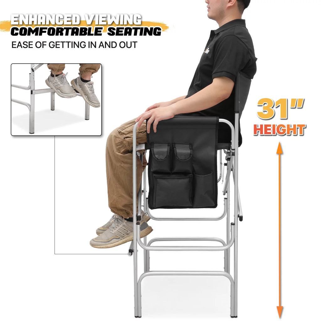 Folding Camping Director Chair with Side Table & Storage Pocket, Black S57671