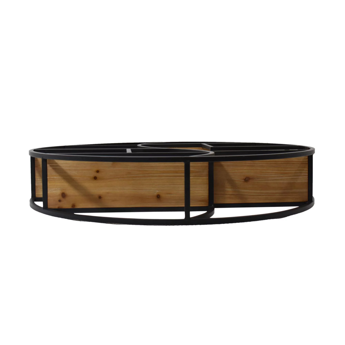 Brown and Black Contemporary Round Hanging Wall Shelf O523