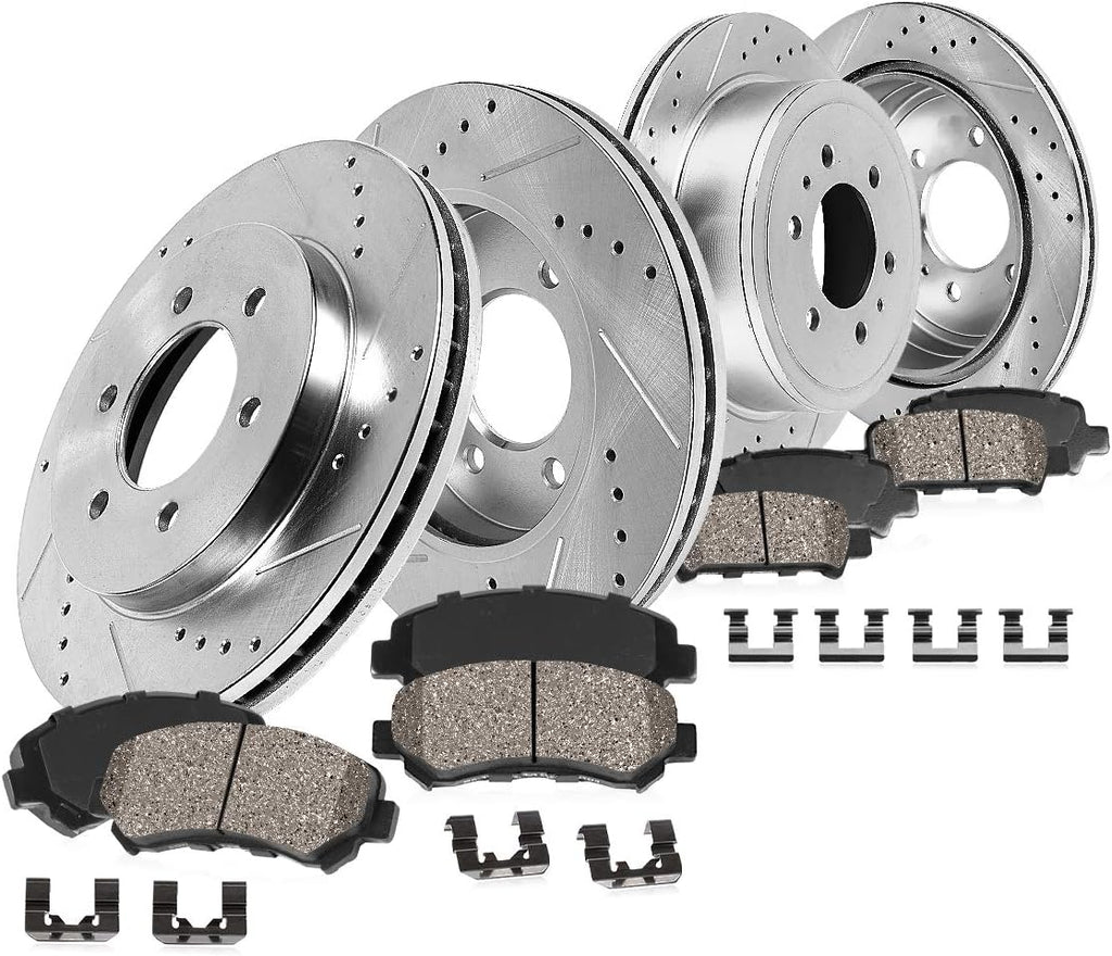6 Lug Rotors + Ceramic Brake Pads + Clips K9075