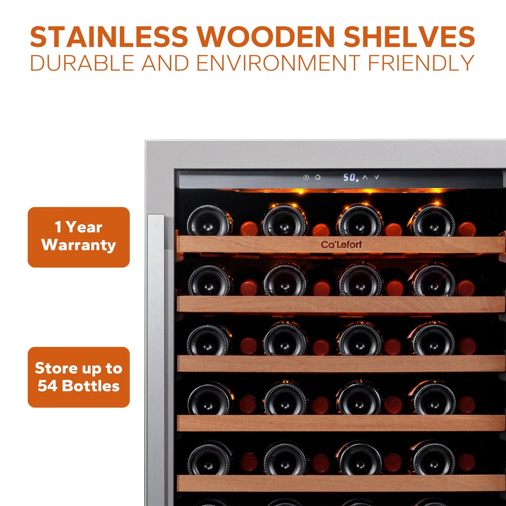 24 inch 54 Bottle Stainless Steel Wine Cooler B605