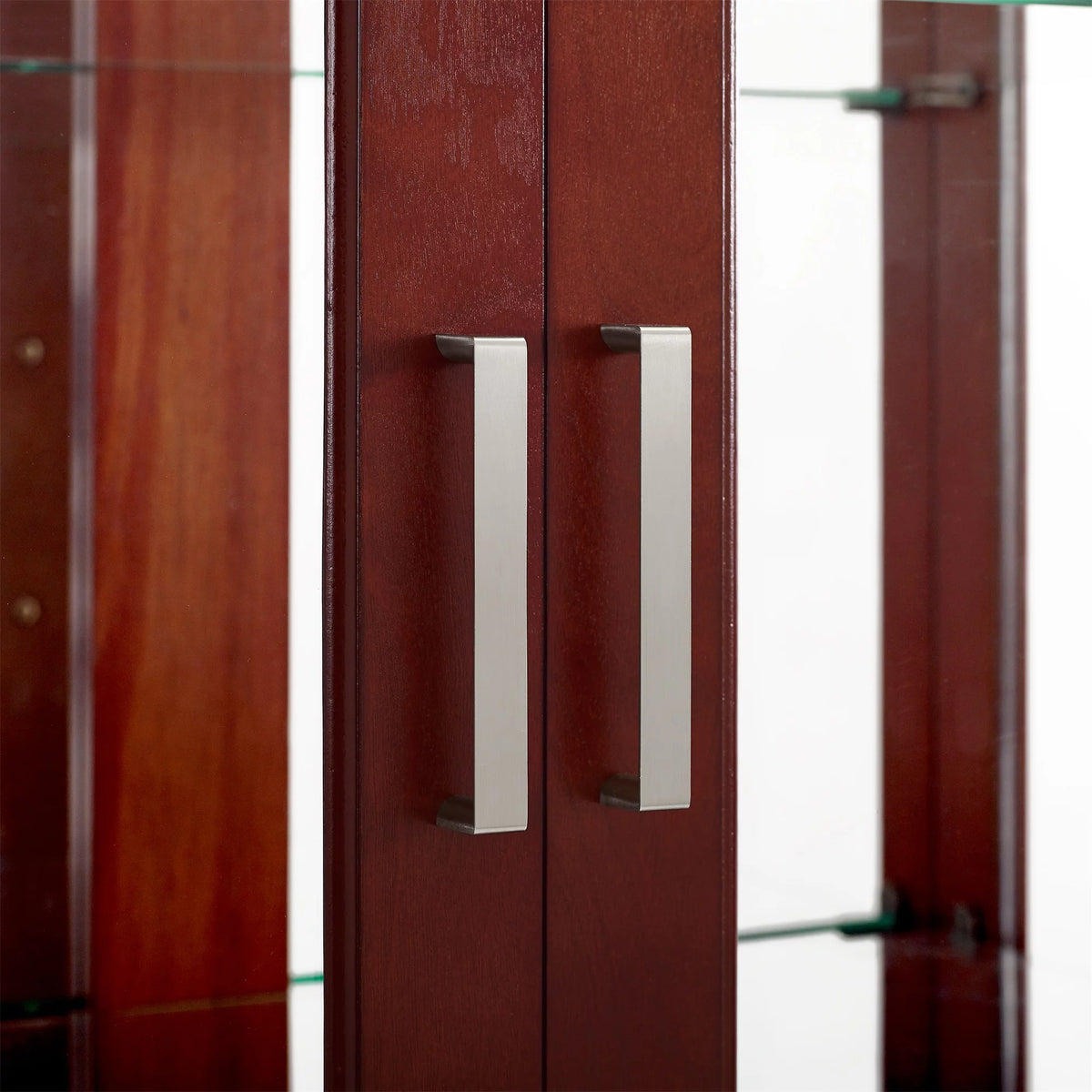 6-Tier Lighted Curio Display Cabinet with Adjustable Shelves and Tempered Glass Doors O17359