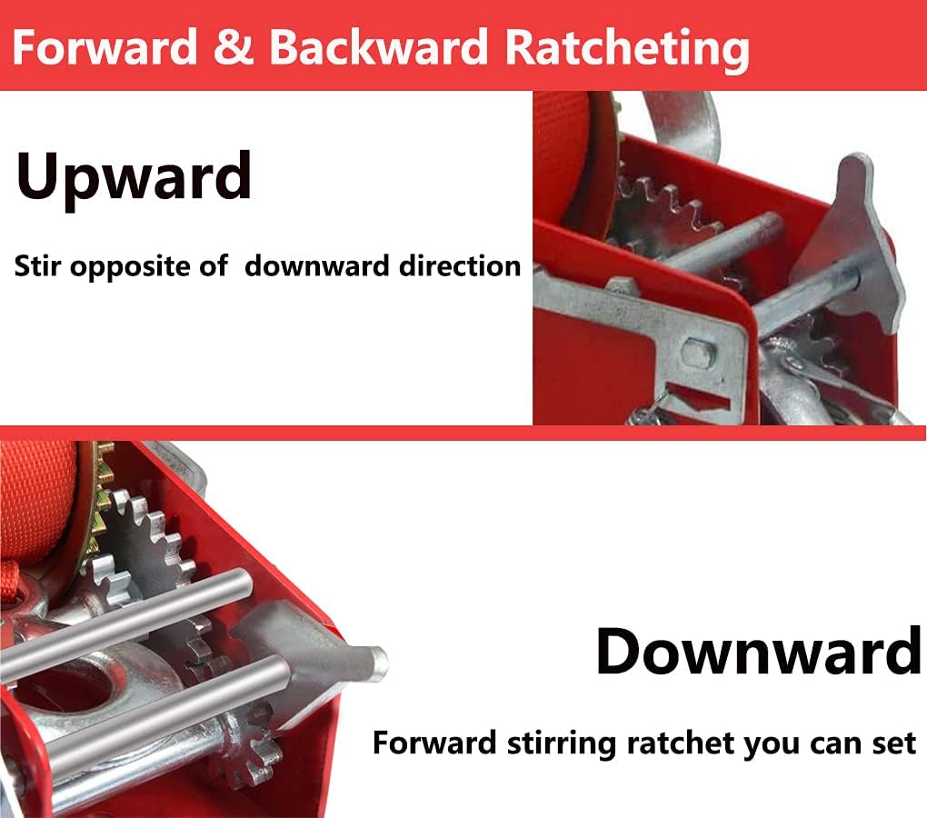 Heavy Duty 3500lbs Manual Crank Towing Winch with Nylon Strap, Pack of 2 O40389