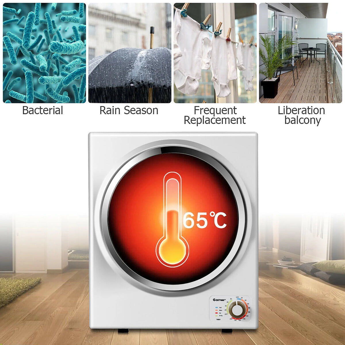 Compact Electric Cloth Dryer Stainless Steel Wall Mounted 1.5 cu.ft. E672553