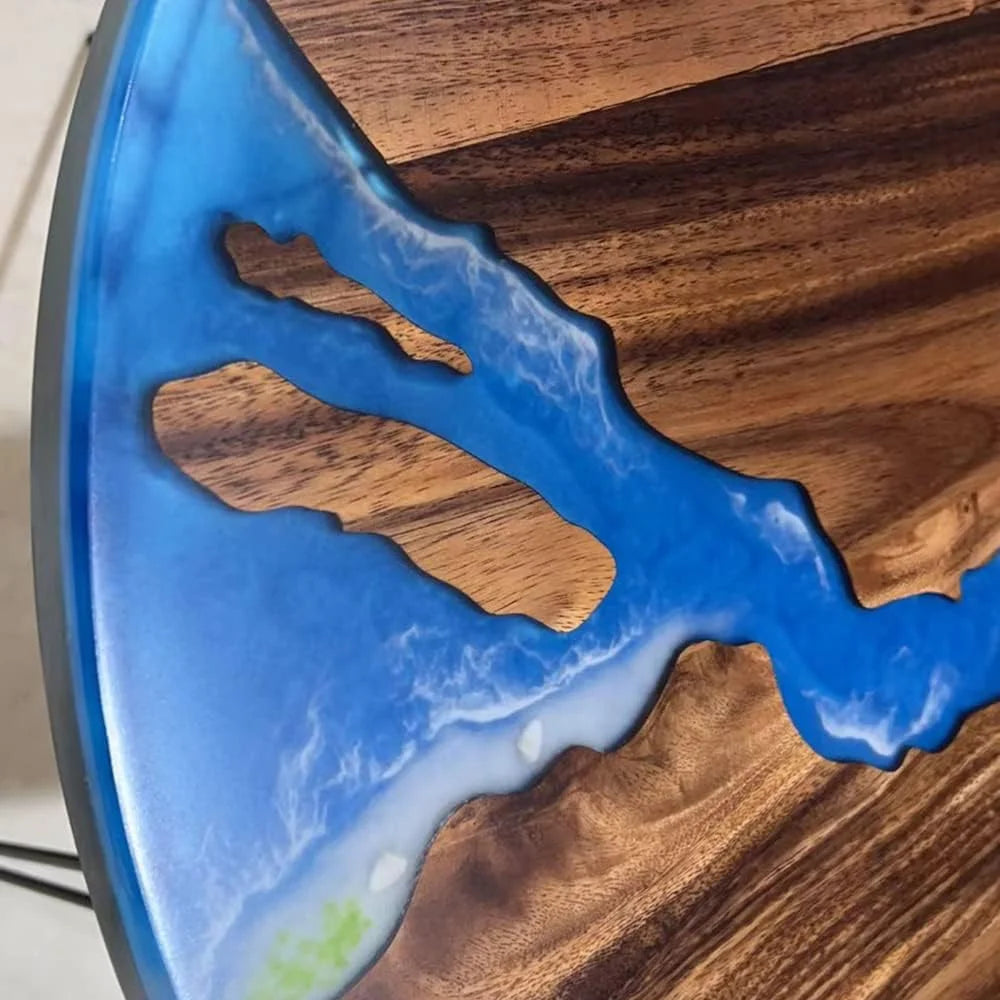 Round Teak Wood Resin Coffee Table N31138