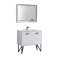 36 in. High Gloss White Bathroom Vanity with Quartz Countertop and Mirror X393