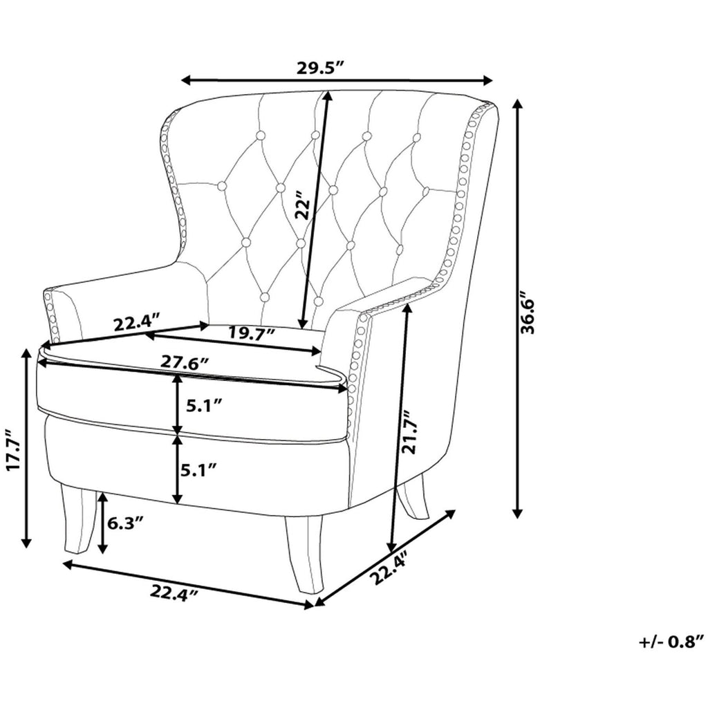Fabric Wingback Chair Gray O97243
