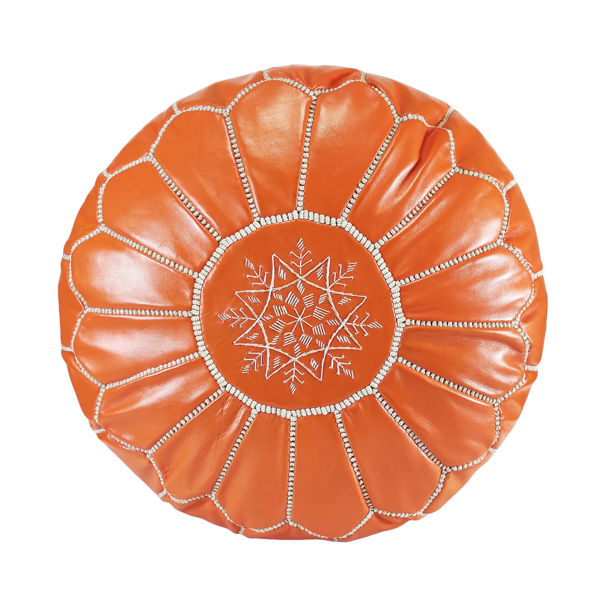 Orange Leather Ottoman U615417