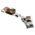 White Tandem Tractor with Lowboy Trailer and Hydraulic Excavator Set of 2 G802