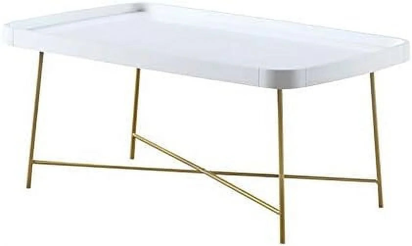 White Wood Coffee Table with X Legs O54954