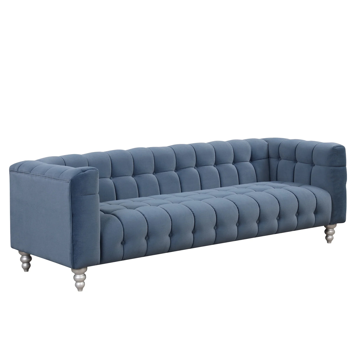 90" Blue Tufted 3 Seater Sofa E962374