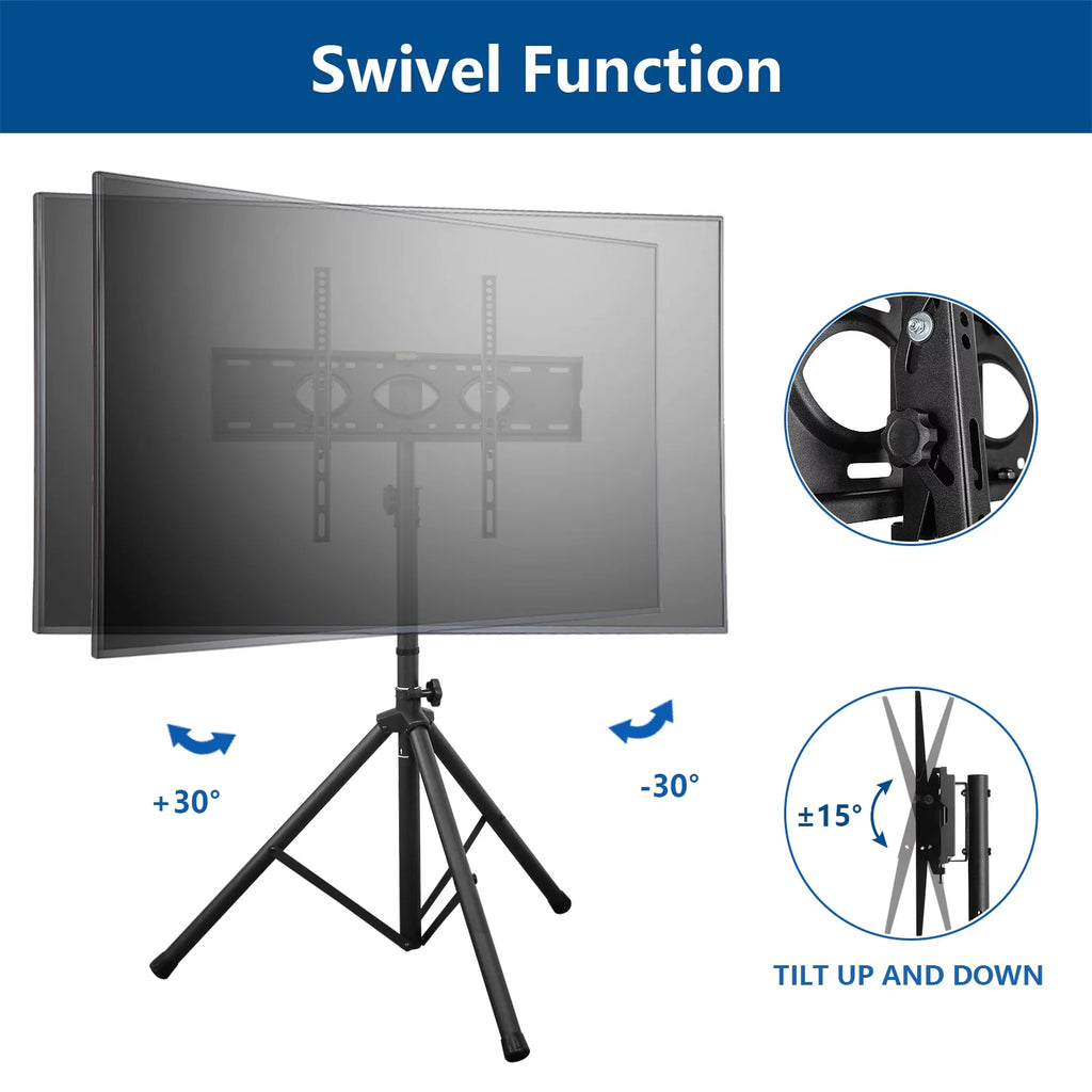 Black Portable Tripod TV Stand up to 75 inch W7320