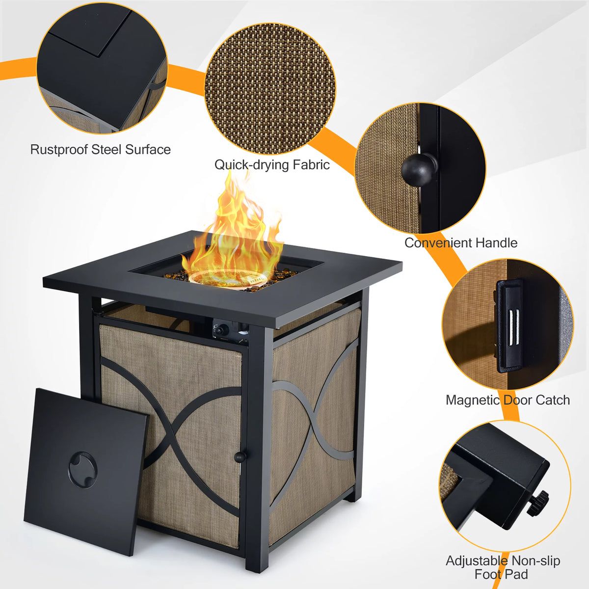 25-Inch Square Propane Fire Pit Table 40000 BTU S310518