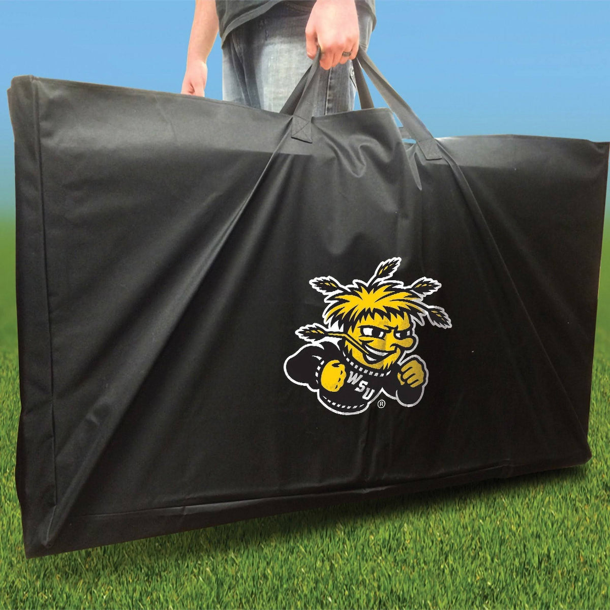 Cornhole Board Set with 8 Team Logo Bags and Carrying Case A418