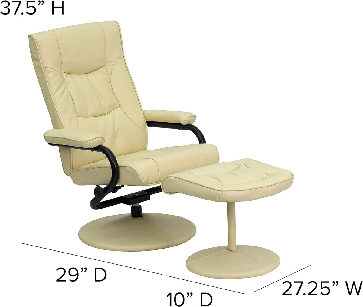 Cream Leathersoft Recliner/Ottoman Q88169