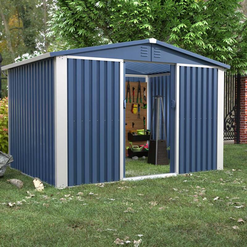 Blue Metal Outdoor Storage Shed with Air Vents U782795