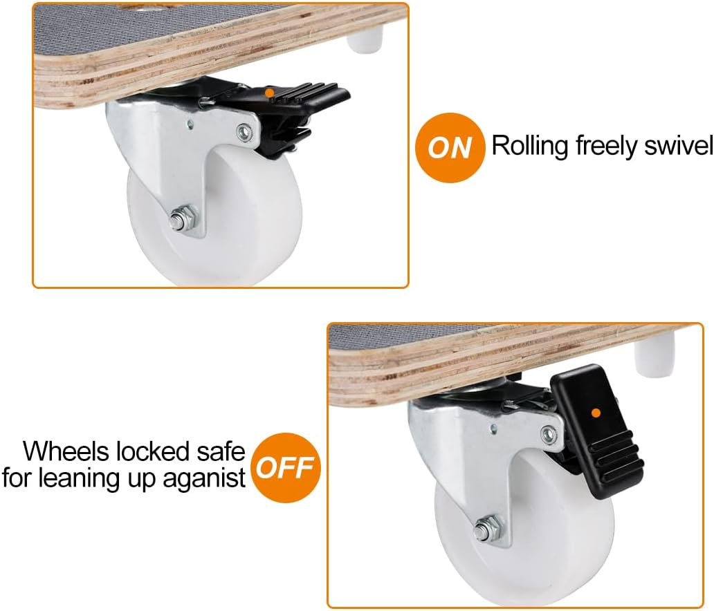 Collapsible Wood Platform Dolly with Handle, 441-lb Load Capacity I205