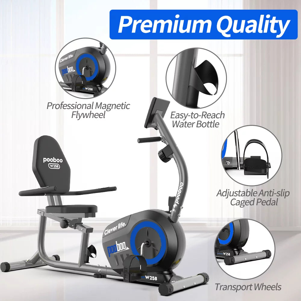 Magnetic Recumbent Exercise Bike 330lbs Blue N403952