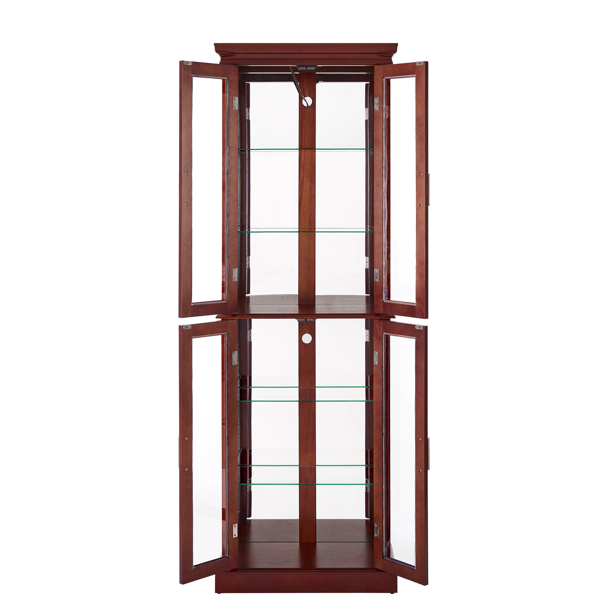 6-Tier Lighted Curio Display Cabinet with Adjustable Shelves and Tempered Glass Doors O17359